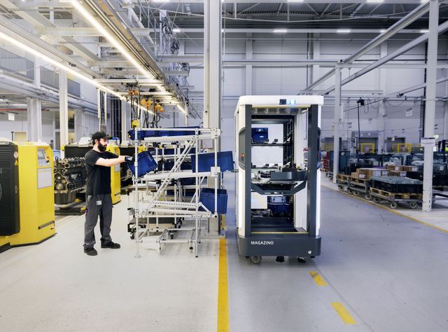 12 Magazino Soto robots for MAN: Mobile robot for material supply