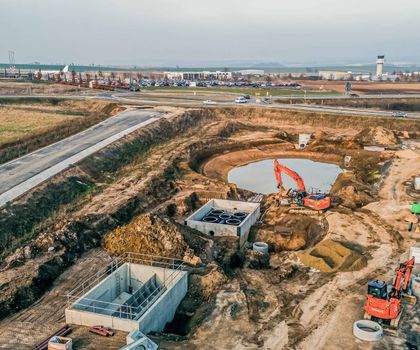 Betonbauteile zur Niederschlagswasserbehandlung Gewerbepark Kassel Airport