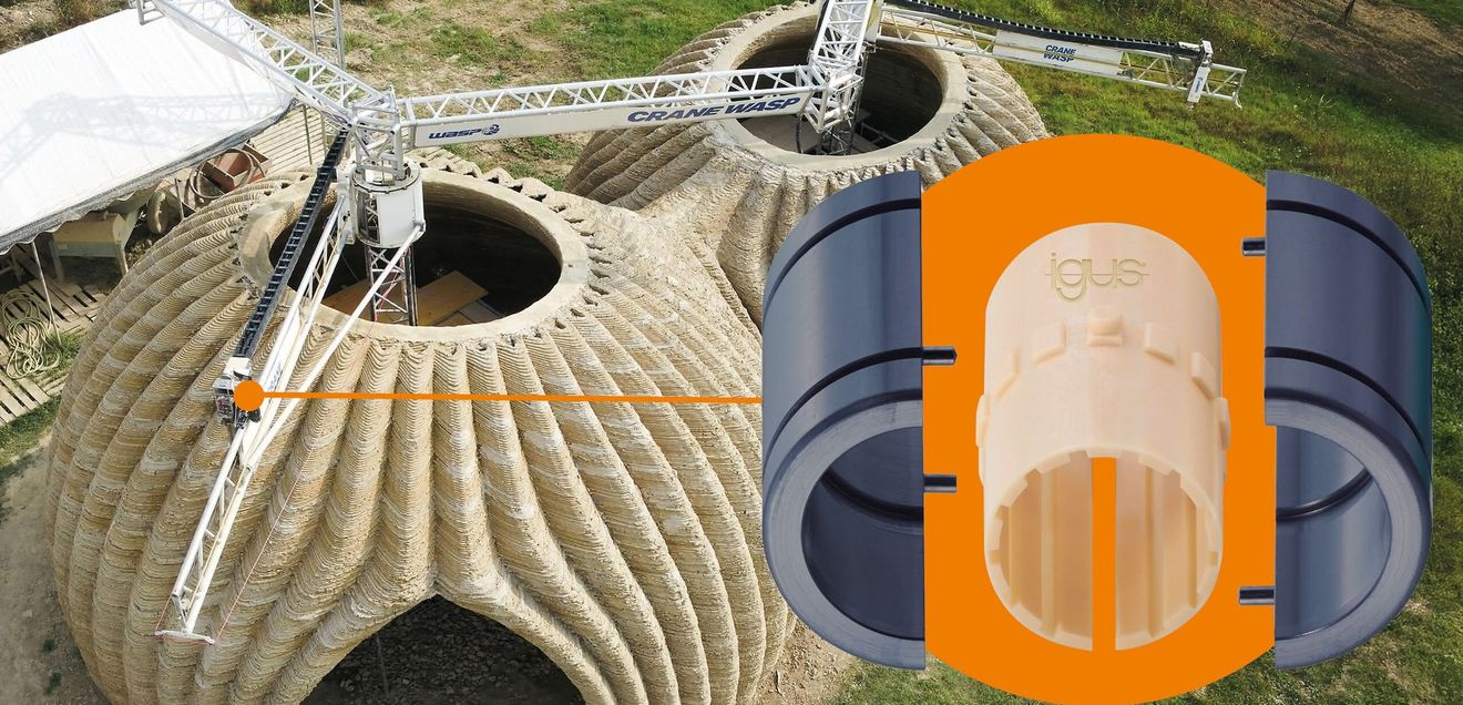 Eines der Lehm-Häuser aus dem 3D-Drucker von igus