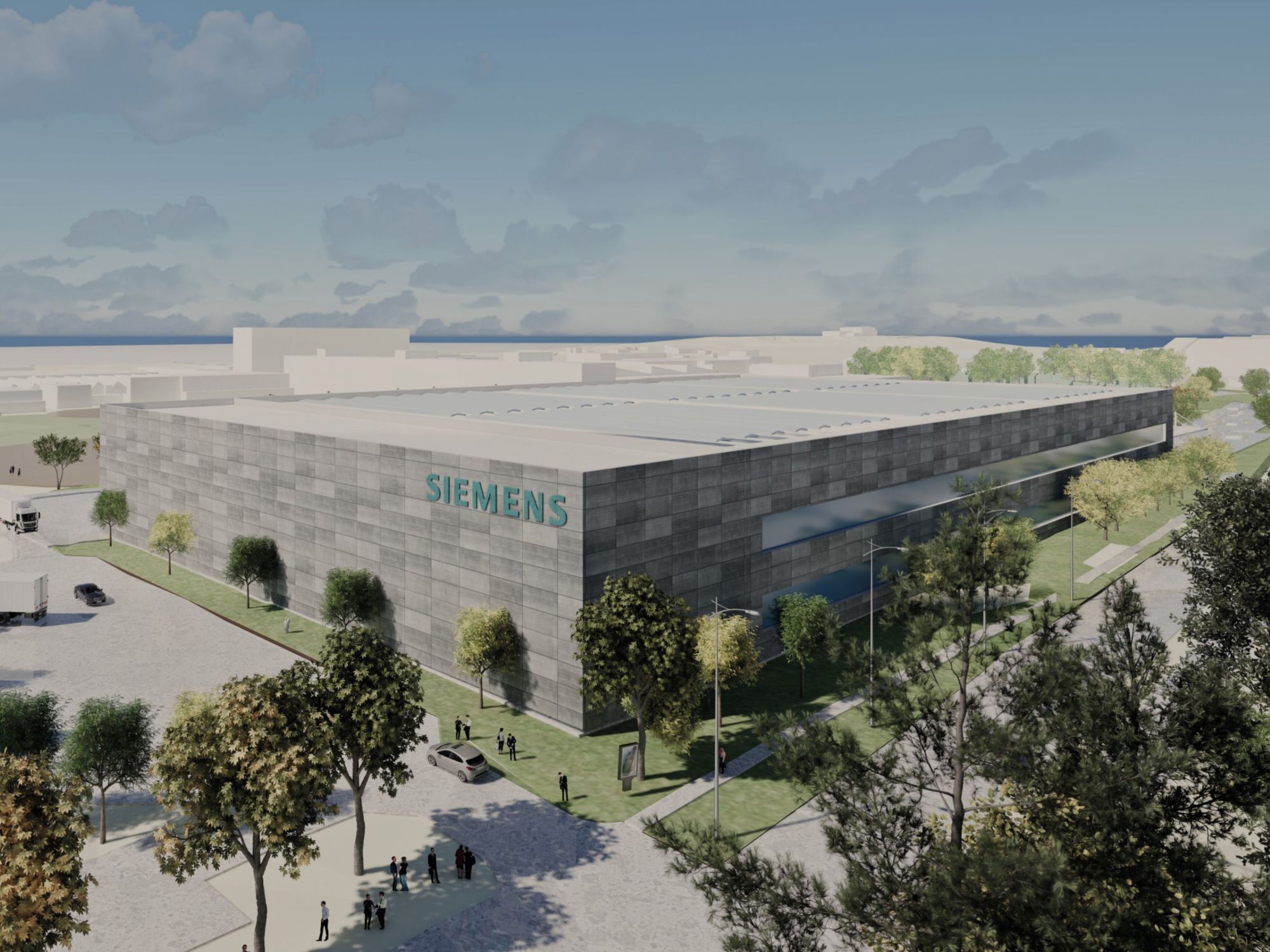 Siemens builds future factory in Amberg - over 200 million euros investment Visualization of the Smart Factory Amberg from Siemens from a bird's eye view