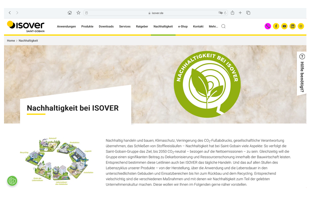 Nachhaltigkeitsinitiativen Isover