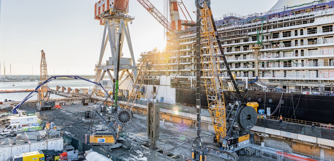 Liebherr bietet für Schlitzwandarbeiten ein Gesamtpaket aus Seilbagger, Greifer und Fräse.