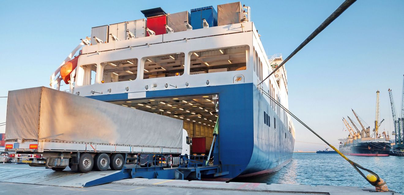 Intermodal transport Truck hits ferry
