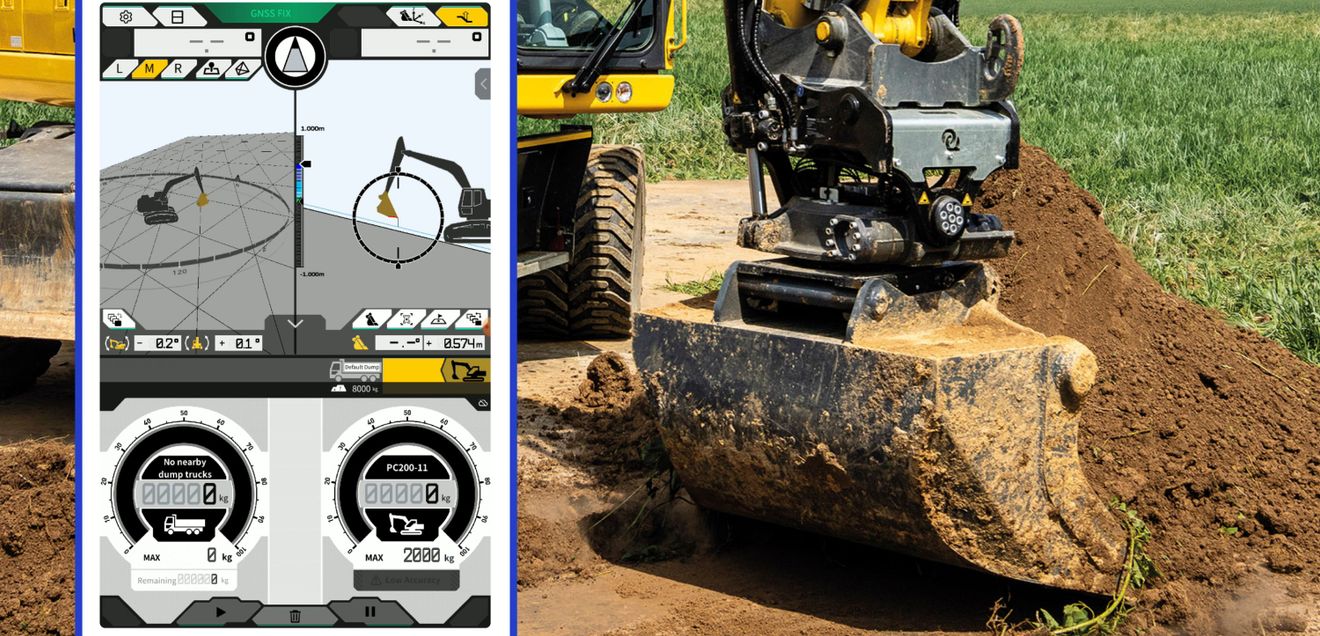 Smart Construction 3D-Anzeigesystem von Komatsu jetzt mit marktführenden Tiltrotatoren kompatibel