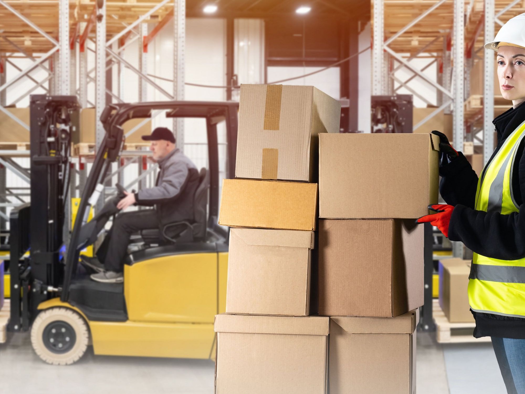 Forklift in the warehouse