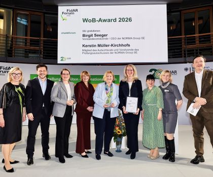 „Women on Board"-Award: Norma für Frauenanteil in Führungspositionen ausgezeichnet „Women on Board"-Award: Norma für Frauenanteil in Führungspositionen ausgezeichnet