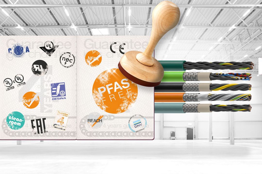 Chainflex cables without PFAS: Seal for planning security Chainflex cables without PFAS: Seal for planning security
