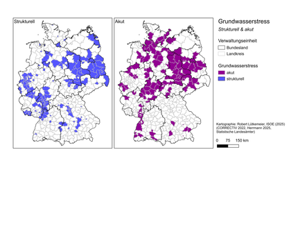 Landkreise und kreisfreie Städte in Deutschland, die unter strukturellem und/oder akutem Grundwasserstress leiden. Karte der Landkreise und kreisfreie Städte in Deutschland, die unter strukturellem und/oder akutem Grundwasserstress leiden.