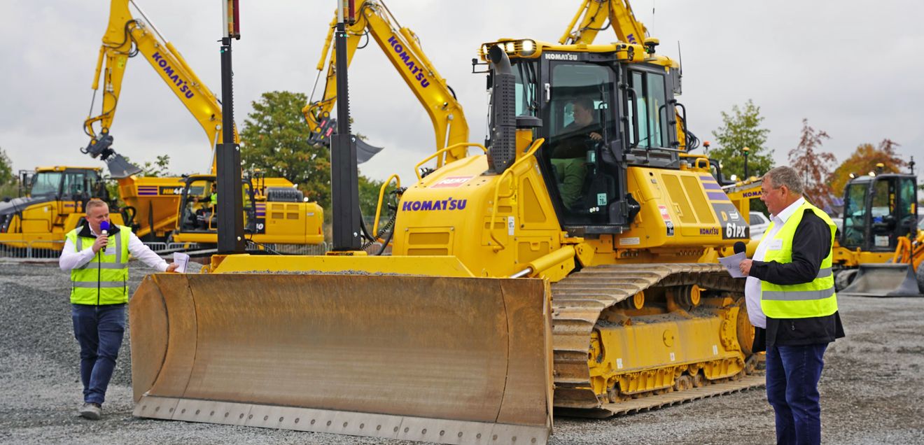 Im Fokus standen u.a. Maschinensteuerungen von Topcon für Bagger und Raupen.