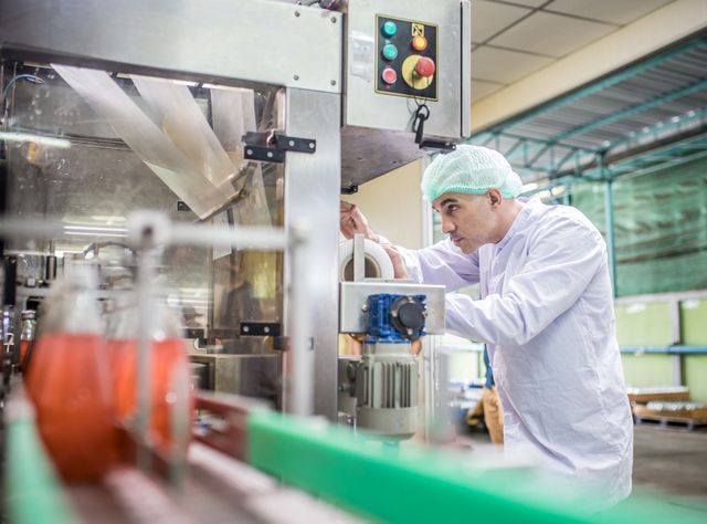 Rückstandsanalytik in Lebensmitteln Labormitarbeiter bei der Lebensmittelanalyse in der Produktion