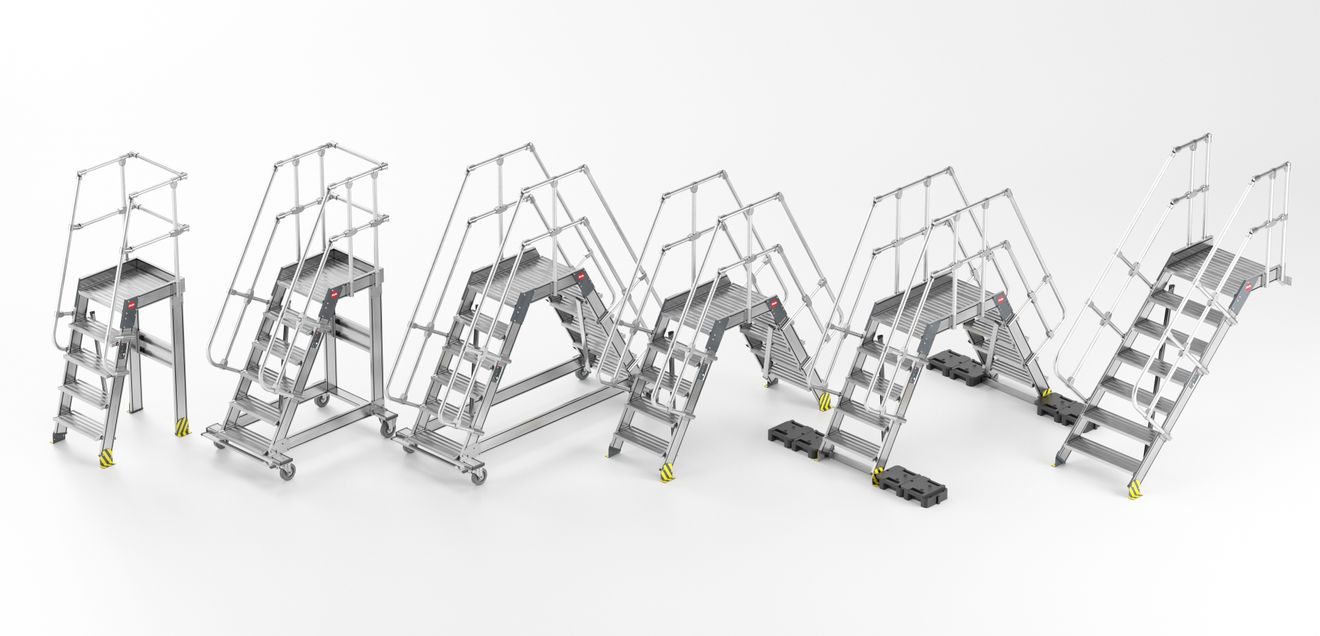 Ob in Lagern, bei Verkehrsbetrieben oder in der Produktion – die Sicherheit der Mitarbeiter sollte stets an erster Stelle stehen. Besonders leicht und sicher: HAILO-Überstiege und Plattformtreppen aus Aluminium