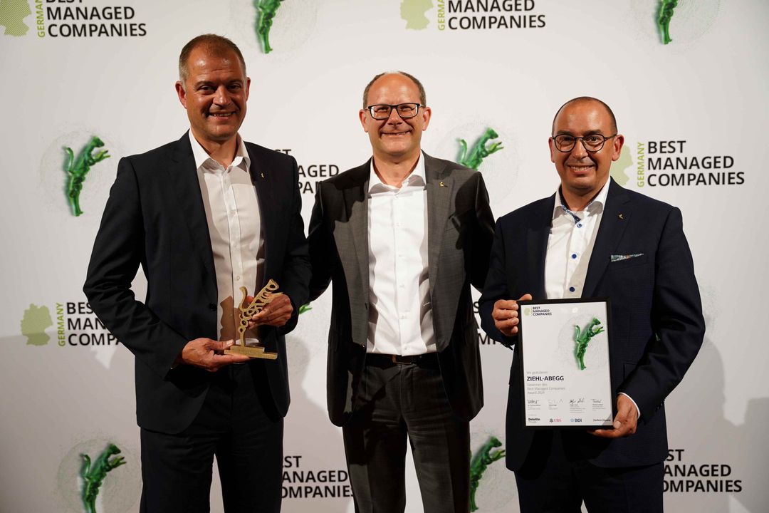 Award presented: Ziehl-Abegg receives "Best Managed Companies Award" Award presented: Ziehl-Abegg receives "Best Managed Companies Award"
