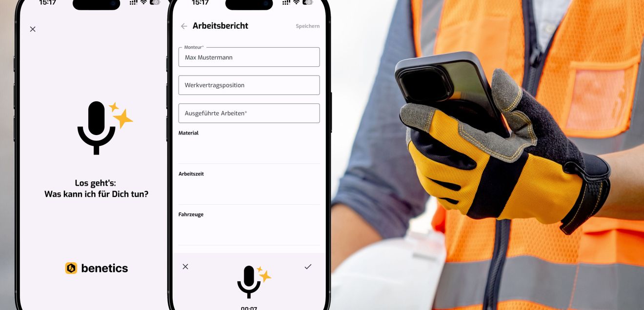 Künstliche Intelligenz hält Einzug mit Benetics Ein Arbeiter steuert die KI via Smartphone