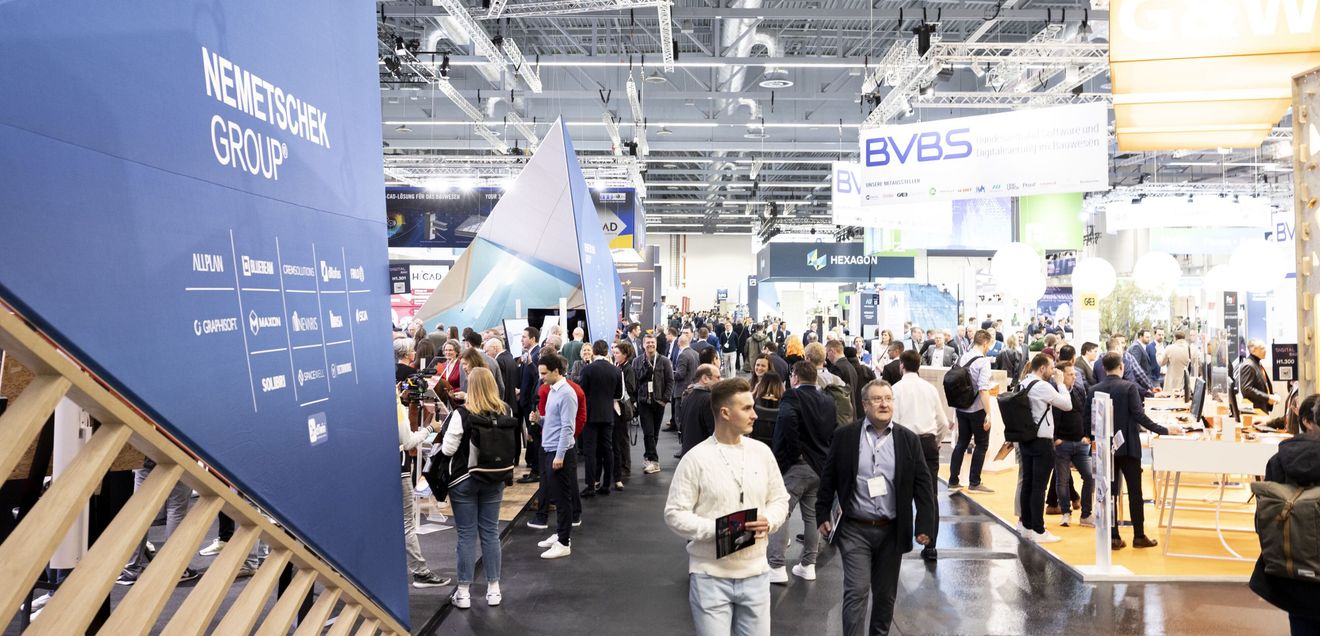 Messestand Der Blick auf des Messestand der Nemetschek-Gruppe auf der digitalBAU