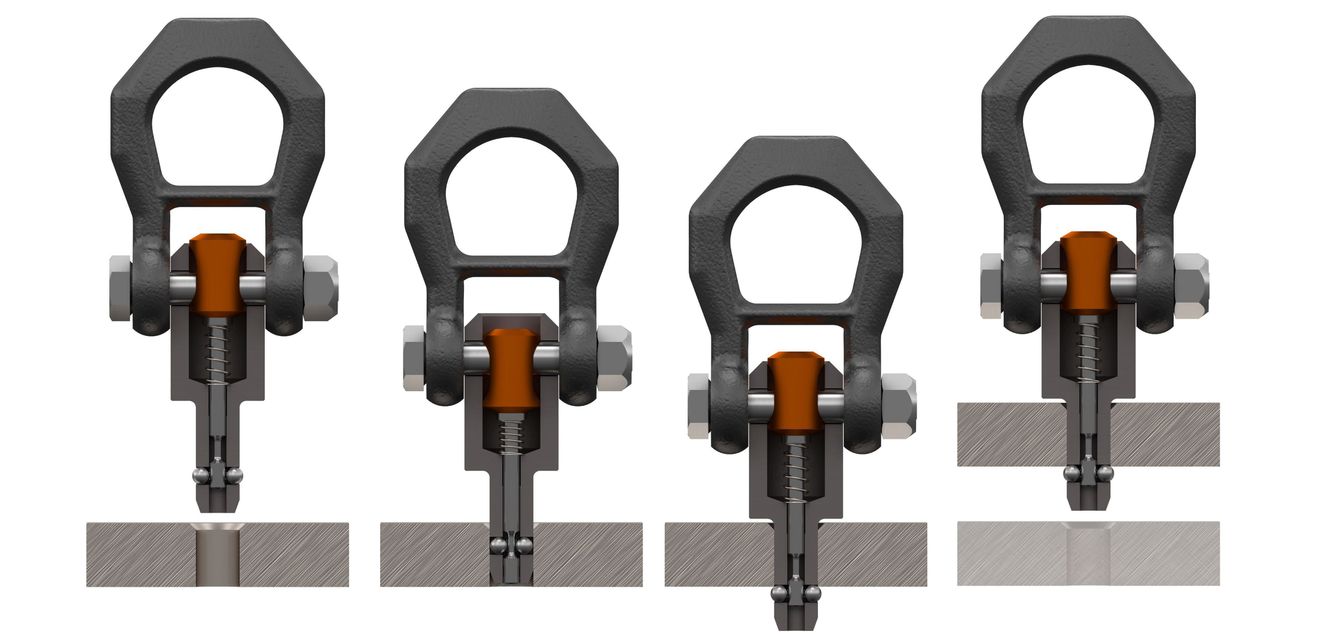 Ball support pins for handling: Secure connection by means of positive locking