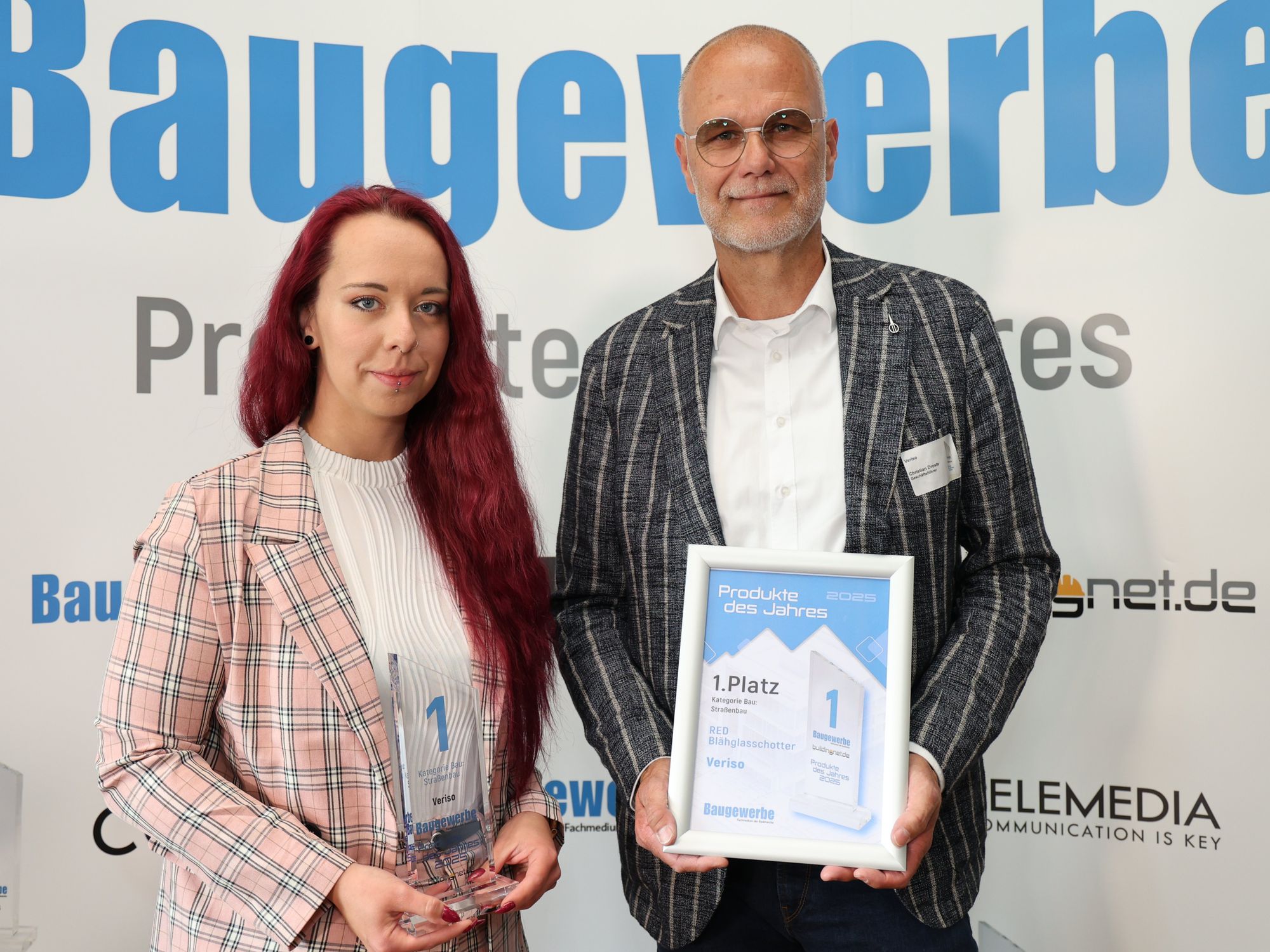 Ally Blockus, Pressereferentin nei Kommunikatio2B und Christian Droste, CEO von Veriso
