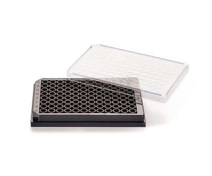 Schwarze Mikrotiterplatten speziell für Fluoreszenzassays