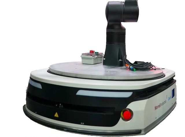 Robotik: 7-Achsen-Cobots mit Controller in Roboterfuß