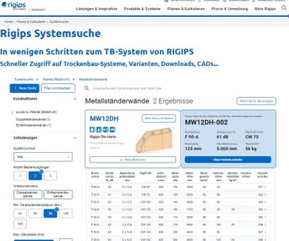 Digitale Planung im Trockenbau: Rigips Systemsuche wird zum Kalkulationswerkzeug Digitale Planung im Trockenbau: Rigips Systemsuche wird zum Kalkulationswerkzeug