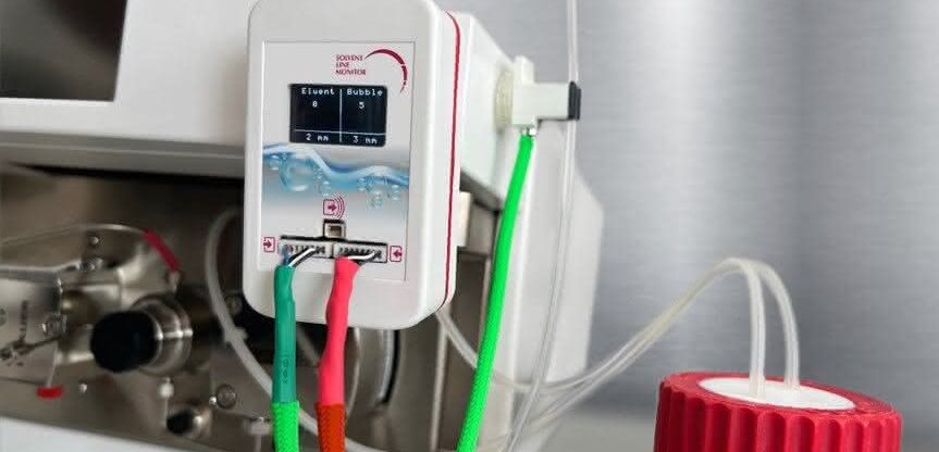 Lösungsmittelstatus in der HPLC überwachen: Durchflussmessgerät mit Alarmierung Durchflussmessgerät von Testa Analytical Solutions