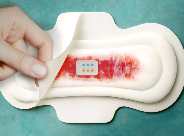 Diagnose über die Damenbinde: Biomarker im Menstruationsblut erkennen Damenbinde mit eingebautem Teststreifen zur Erkennung von Biomarkern