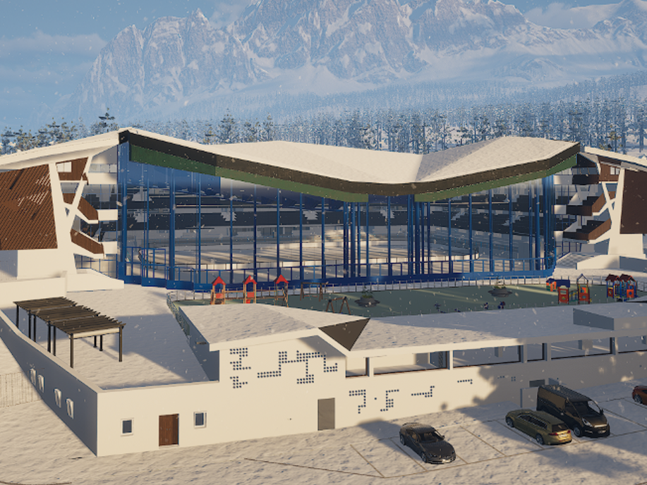 3D-Modell eines Sportstadions