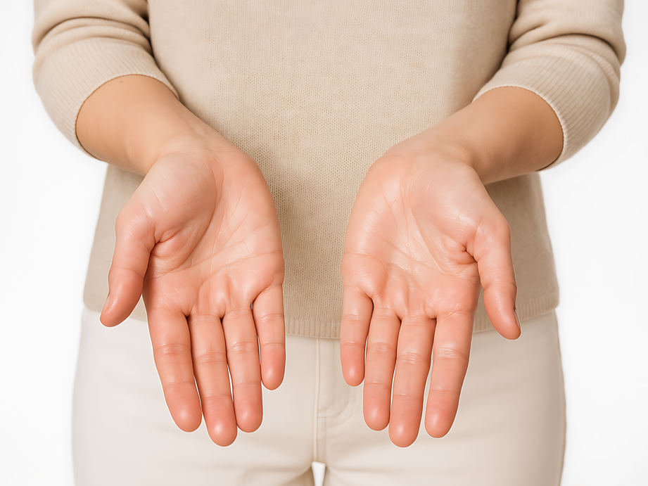 Massenspektrometrische Analyse von Fingerschweiß schwitzende Hände einer Frau