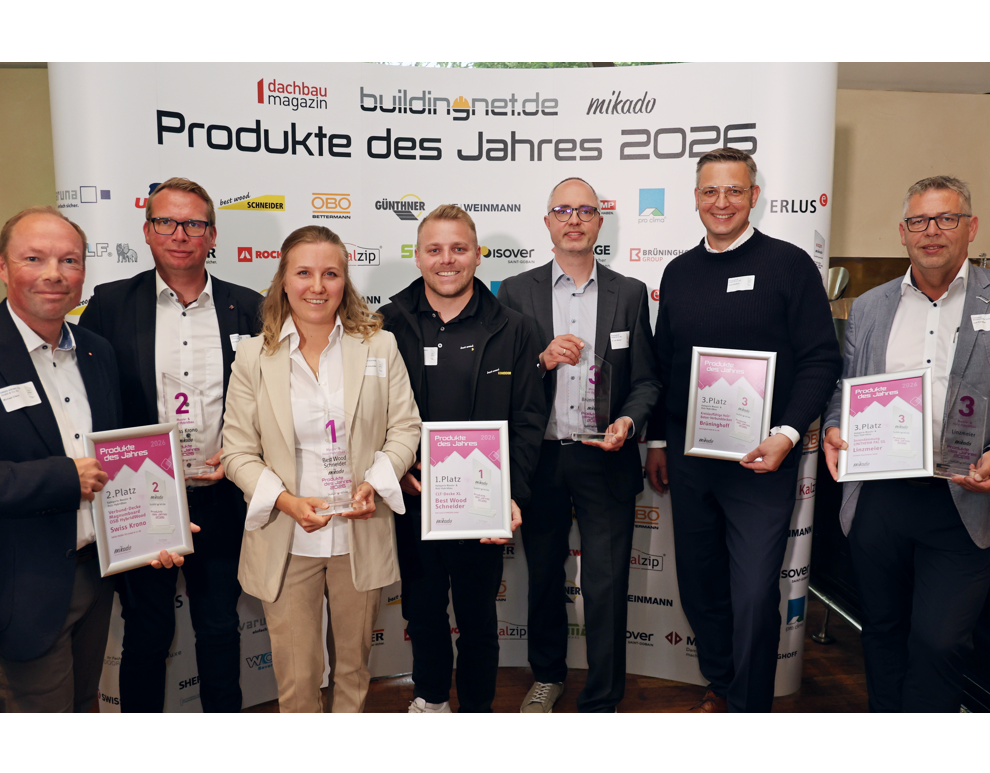 Produkte des Jahres 2026 - Die Gewinner in der Kategorie „Massiv- & Holz-Hybridbau“ Produkte des Jahres 2026 - Die Gewinner in der Kategorie „Massiv- & Holz-Hybridbau“