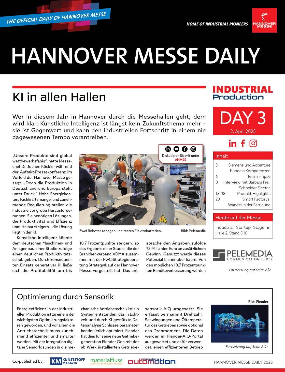 Messezeitung Hannover Messe Daily: Täglich aktuell: Das E-Paper zur Hannover Messe Messezeitung Hannover Messe Daily: Täglich aktuell: Das E-Paper zur Hannover Messe