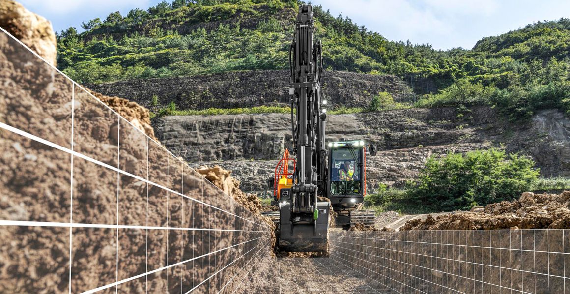 Die hochmoderne Funktionalität der neuen Bagger-Generation lässt sich durch das umfassende Angebot intelligenter Lösungen von Volvo CE erweitern.