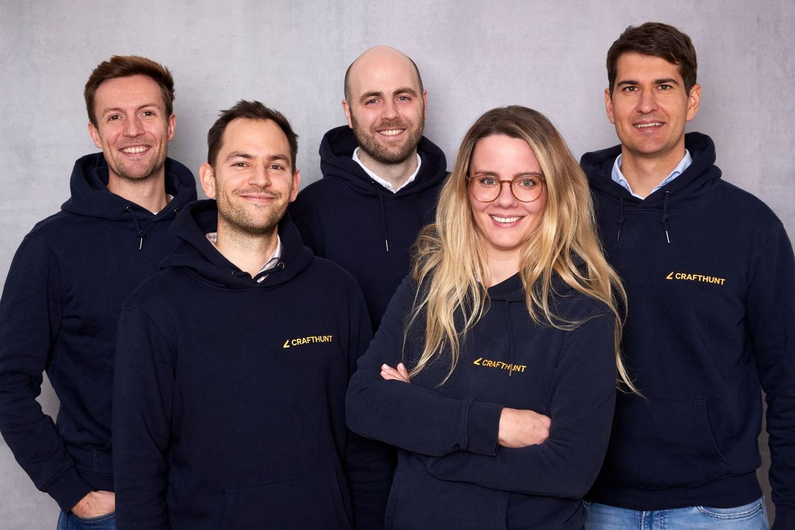 Das Team von Crafthunt: (v.l.n.r.) Jonas Stamm, Themi Tsiotas von Pfaler, Dr.-Ing. Patrick Christ, Dr. Anna Hocker, Emil Kirchheiner