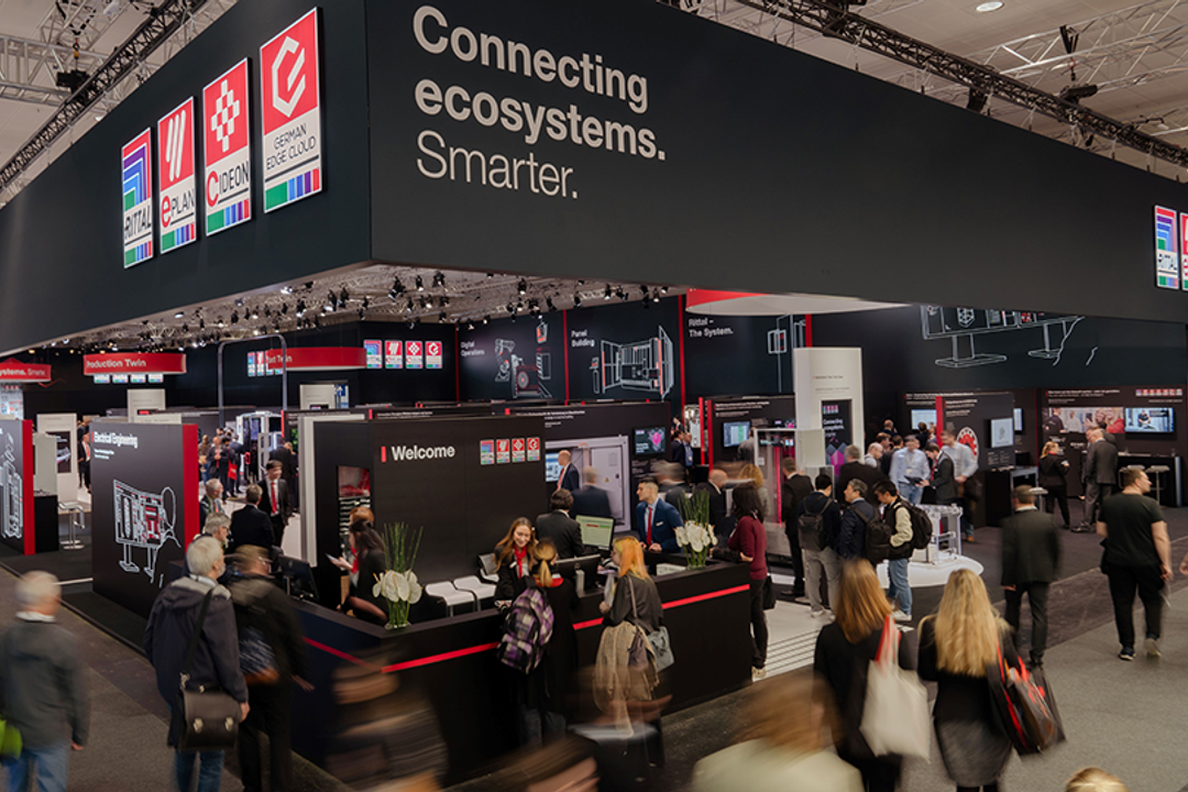 The four companies Rittal, Eplan, Cideon and German Edge Cloud showed the opportunities that arise from combining software and hardware solutions – across entire ecosystems – at Hannover Messe 2024. Image: Rittal The four companies Rittal, Eplan, Cideon and German Edge Cloud showed the opportunities that arise from combining software and hardware solutions – across entire ecosystems – at Hannover Messe 2024. Image: Rittal
