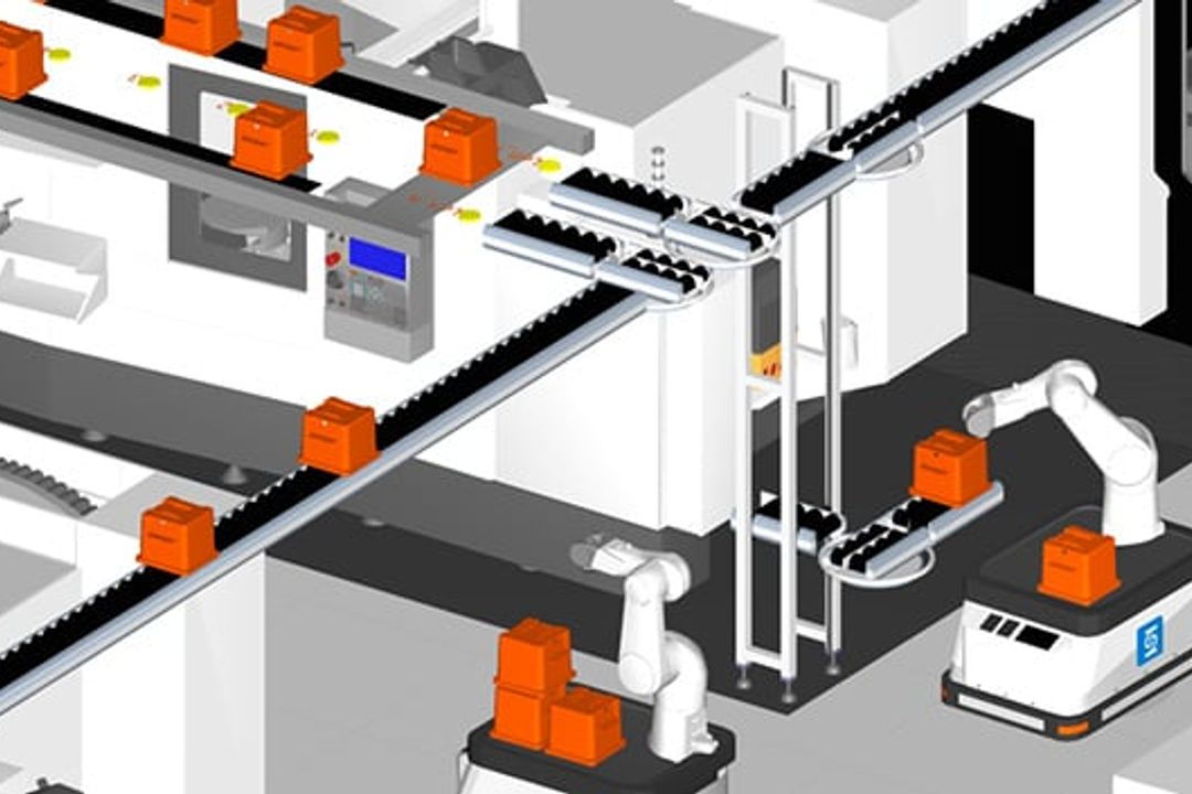 Fabmatics simulates AGVs with Visual Components Fabmatics simulates AGVs with Visual Components
