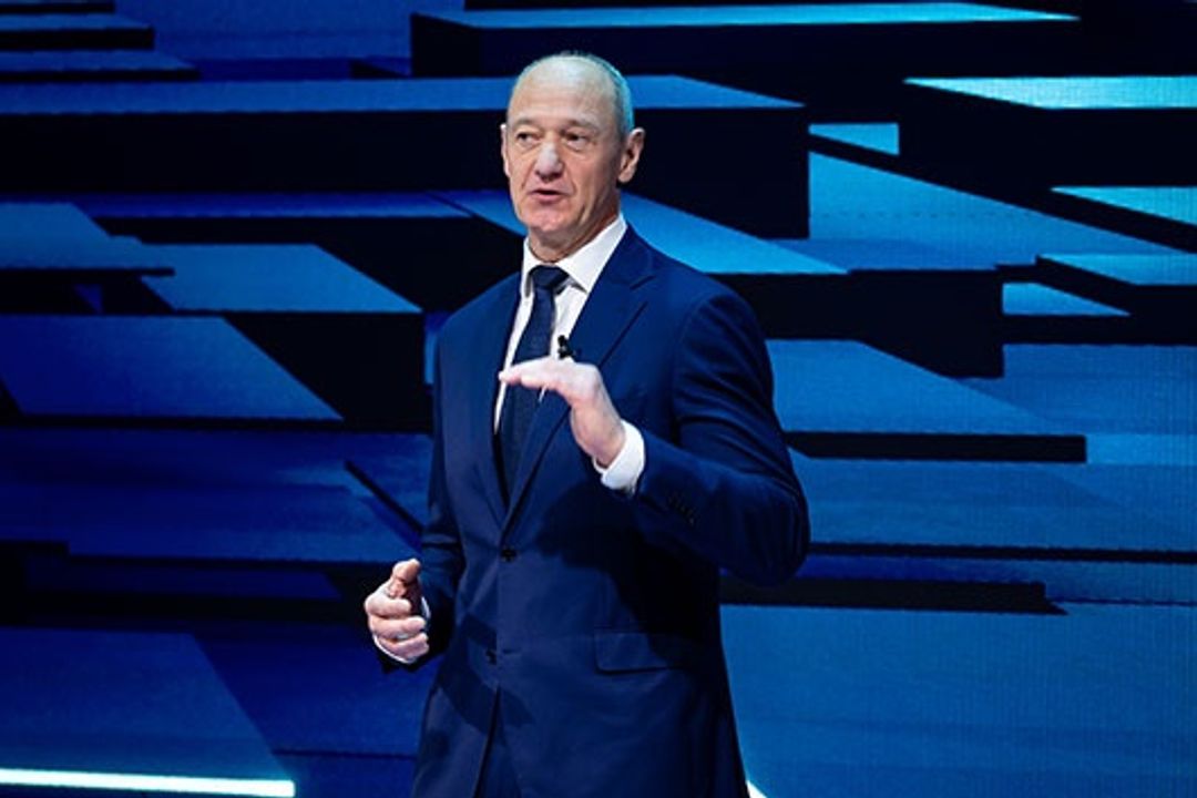CEO Roland Busch at the Siemens Annual General Meeting in February 2023. CEO Roland Busch at the Siemens Annual General Meeting in February 2023.