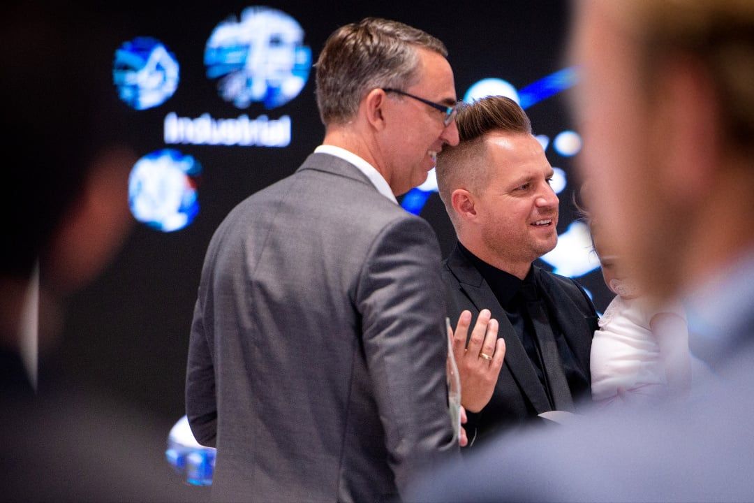 Till Reuter (with glasses), member of the board of Neura Robotics Till Reuter (with glasses), member of the board of Neura Robotics