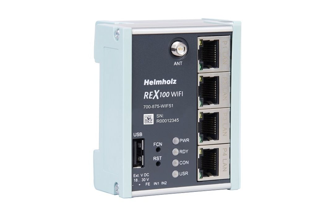 Helmholz has added the Rex 100 LTE+WAN and Rex 100 WiFi+WAN product variants to its portfolio of industrial routers. This means that the 'Rex' devices are now available with an additional WAN interface (Wide Area Network) and fallback mechanism. Helmholz has added the Rex 100 LTE+WAN and Rex 100 WiFi+WAN product variants to its portfolio of industrial routers. This means that the 'Rex' devices are now available with an additional WAN interface (Wide Area Network) and fallback mechanism.