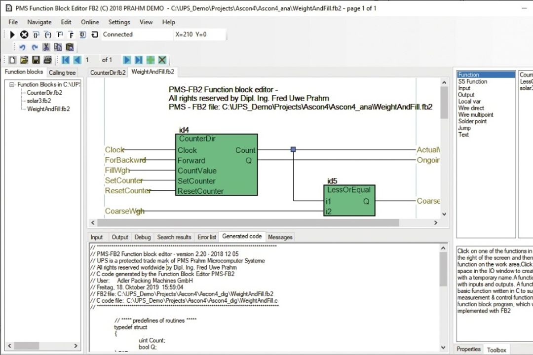 According to the manufacturer Prahm, the PMS Function Block Editor FB2 makes it easier and more intuitive to develop real-time software. According to the manufacturer Prahm, the PMS Function Block Editor FB2 makes it easier and more intuitive to develop real-time software.