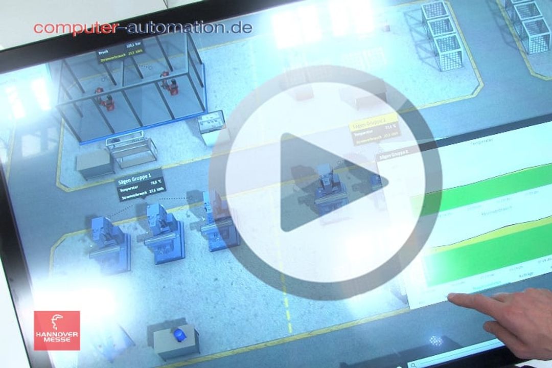 Fraunhofer IGD's Plant@Hand3D visual control station at the Hannover Messe 2017.