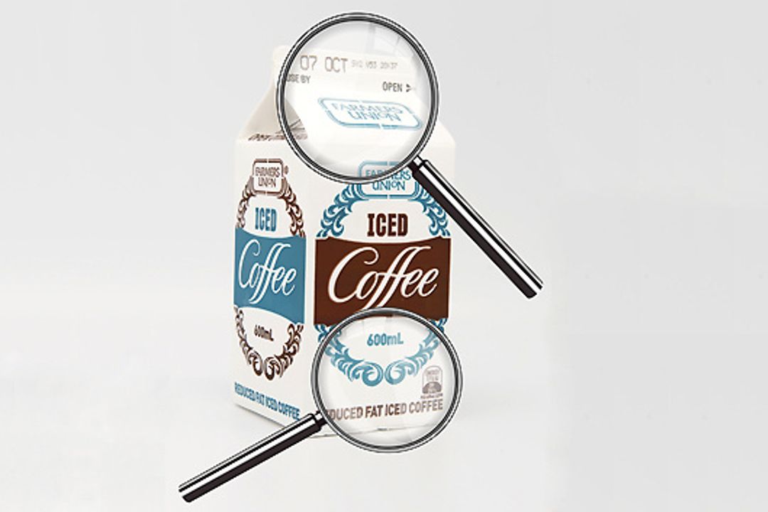 Product labeling for an iced coffee tetra pack