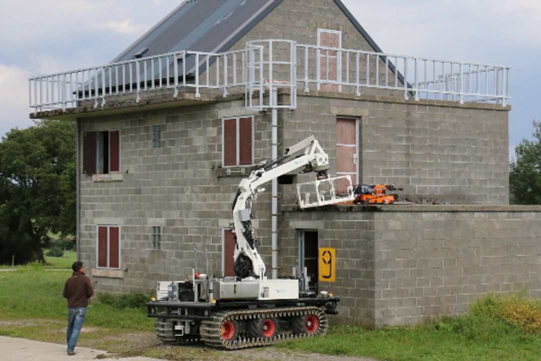 Robots explore destroyed building