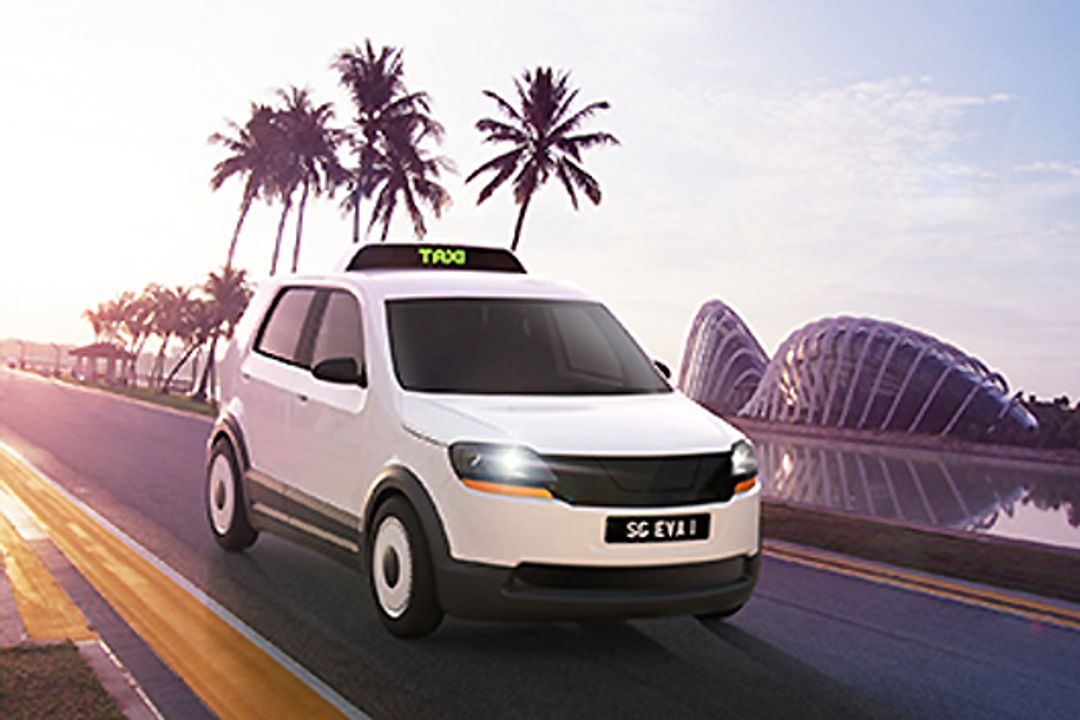 Elektrotaxi EVA ist vor allem für die Anforderungen von tropischen Megacitys konzipiert Elektrotaxi EVA ist vor allem für die Anforderungen von tropischen Megacitys konzipiert