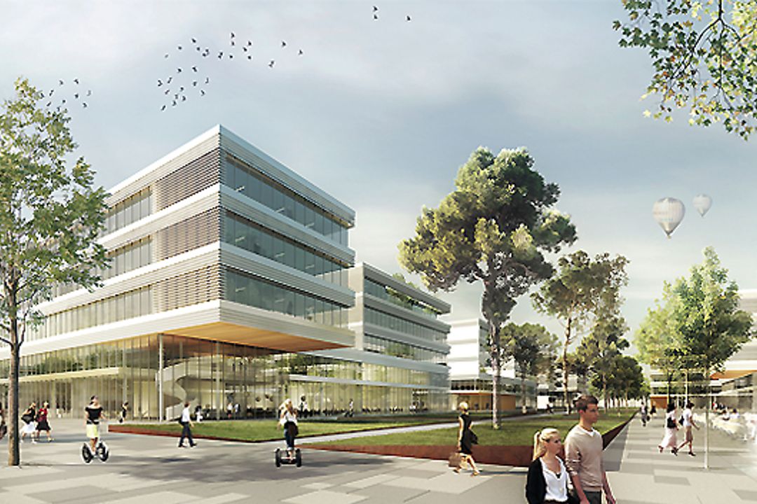 Rendering des Siemens Campus Erlangen mit Blick nach Westen Rendering des Siemens Campus Erlangen mit Blick nach Westen