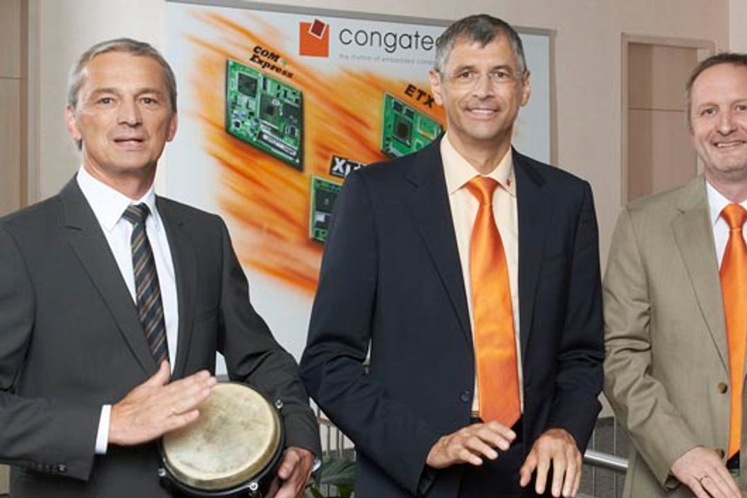 Bernd Hacker (VP Sales & Marketing), Josef Wenzl (VP Finance & Administration), Gerhard Edi (Vorstand), Congatec AG Bernd Hacker (VP Sales & Marketing), Josef Wenzl (VP Finance & Administration), Gerhard Edi (Vorstand), Congatec AG