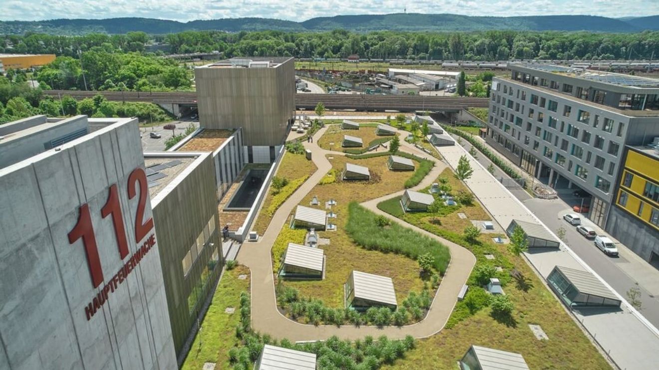 Gründach Hauptfeuerwache Karlsruhe