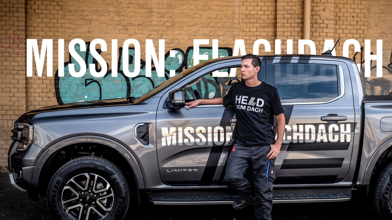 Beim Dachdecker-Wettbewerb „Mission: Flachdach“ können Dachdecker und Mitarbeiter des Fachhandels für ein Jahr einen Ford Ranger gewinnen (Foto: Lamilux)