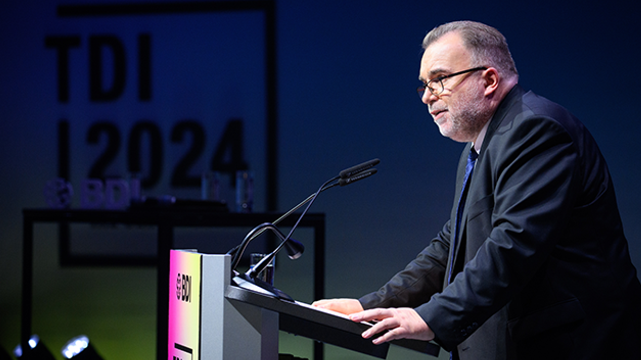 Siegfried Russwurm, President of the BDI, speaks at the Day of German Industry 2024 of the Federation of German Industries. Siegfried Russwurm, President of the BDI, speaks at the Day of German Industry 2024 of the Federation of German Industries.