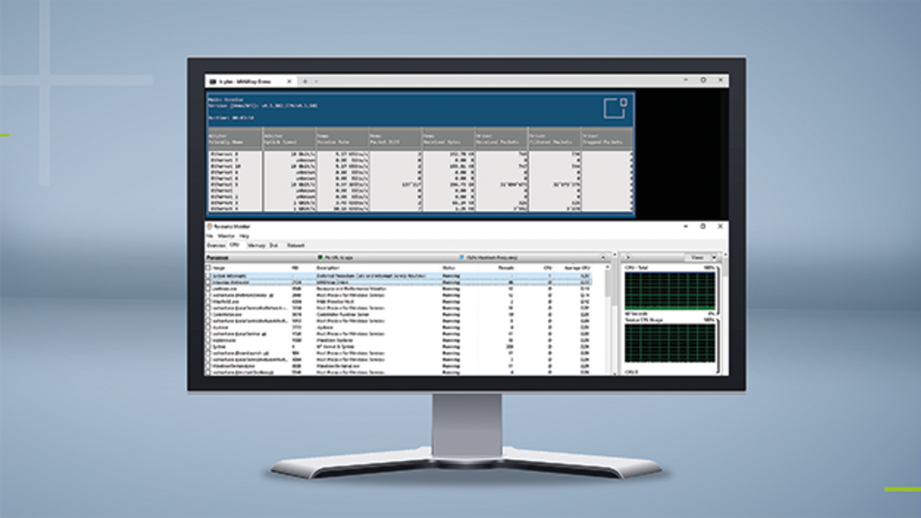 b-plus: Data packets via 10G Ethernet under Windows