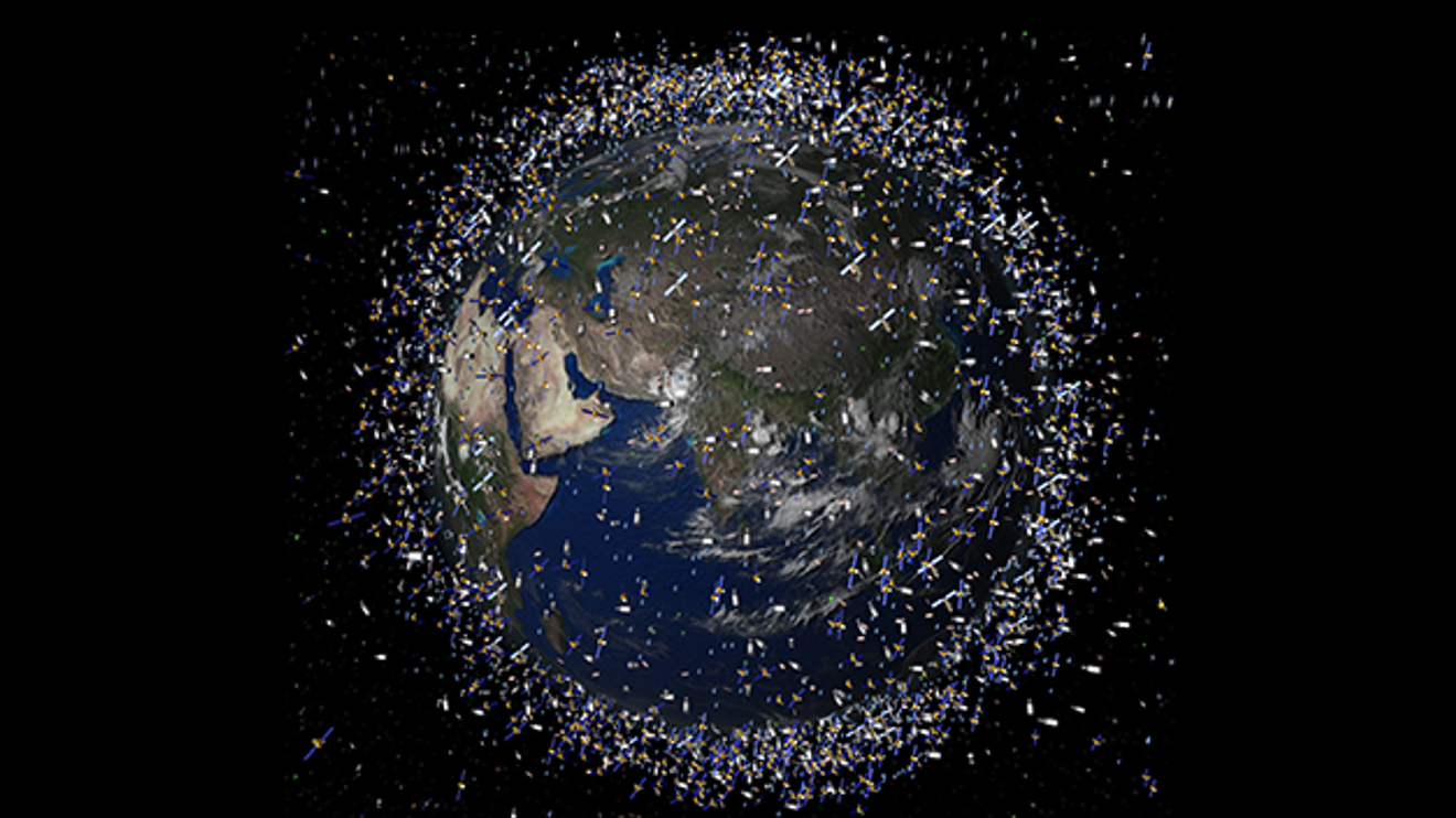 Das computergenerierte Bild der European Space Agency (ESA) zeigt Weltraummüll früherer Weltraummissionen. Das computergenerierte Bild der European Space Agency (ESA) zeigt Weltraummüll früherer Weltraummissionen.