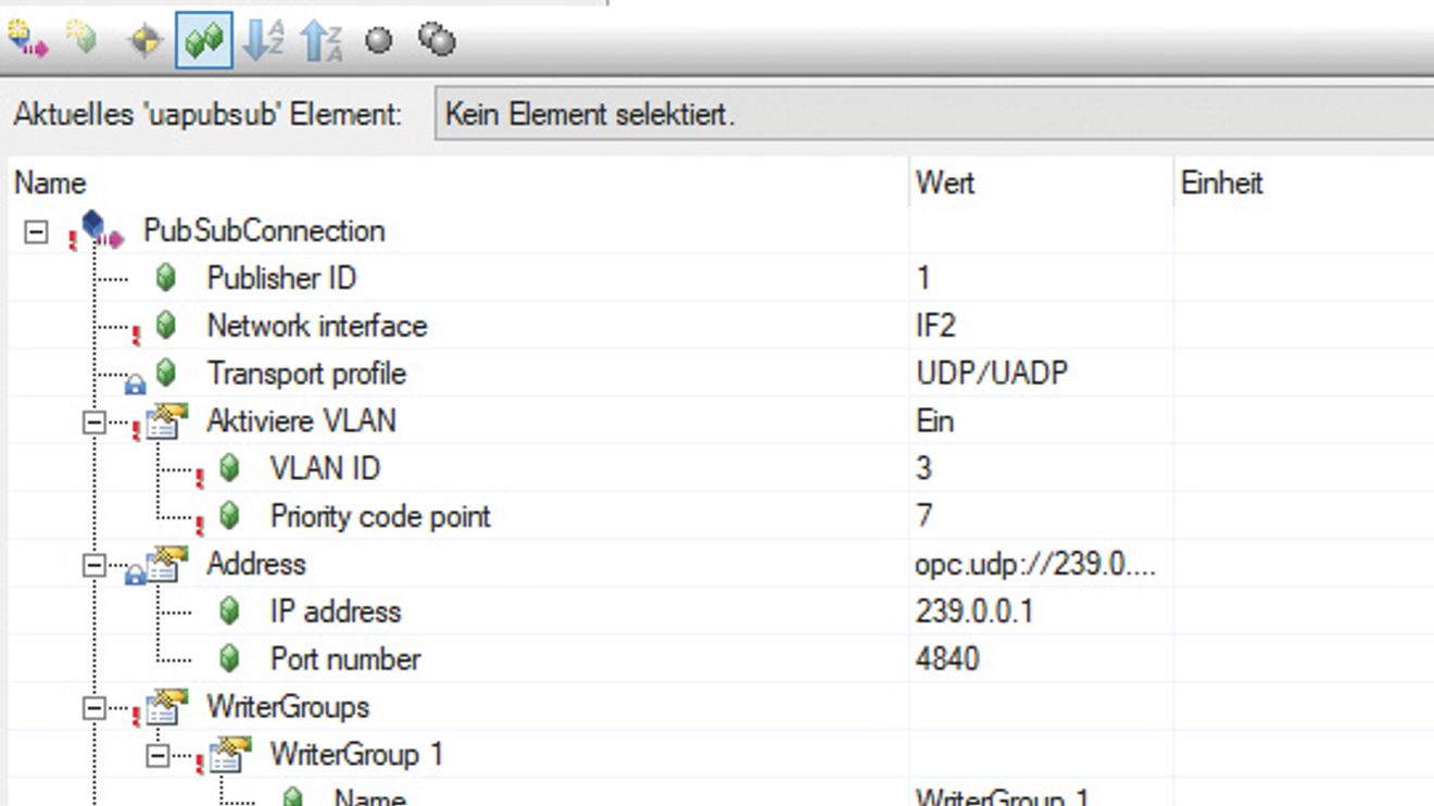 The configuration of the Pub-/Sub-Writer in Automation Studio. The configuration of the Pub-/Sub-Writer in Automation Studio.