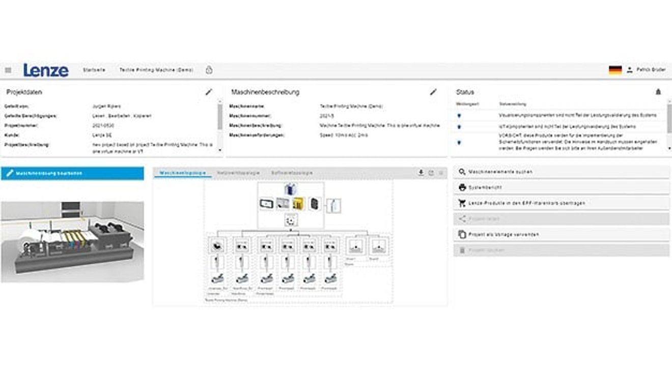 Image 3: With the web-based engineering tool 'Easy System Designer', the digital twin for the machine is created virtually 'on the side'. Image 3: With the web-based engineering tool 'Easy System Designer', the digital twin for the machine is created virtually 'on the side'.